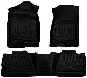 Chevrolet Silverado Floor Liners - Front + Rear - Husky Liners - WeatherBeater Combo, Crew Cab, Front + 2nd Row - Black - `07-`12